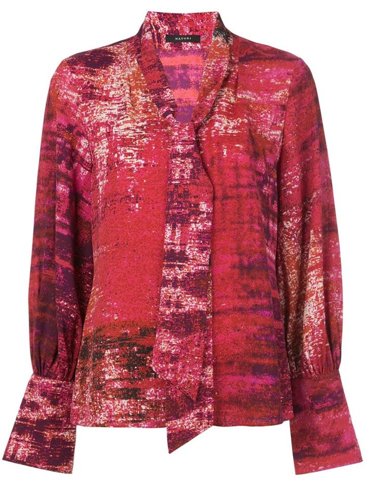 Natori Tie Neck Blouse - Red