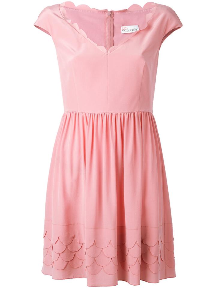 Red Valentino - Scallop Tea Dress - Women - Silk/polyester - 42, Pink/purple, Silk/polyester