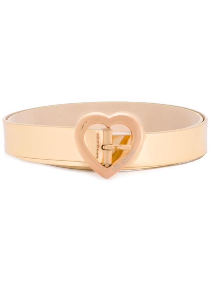Love Moschino Heart Buckle Belt, Women's, Size: 95, Grey, Polyester/polyurethane/viscose