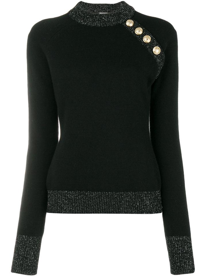 Balmain Metallic Trim Sweater - Black