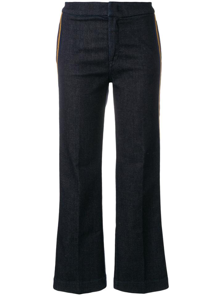 The Seafarer Side Stripe Cropped Trousers - Blue