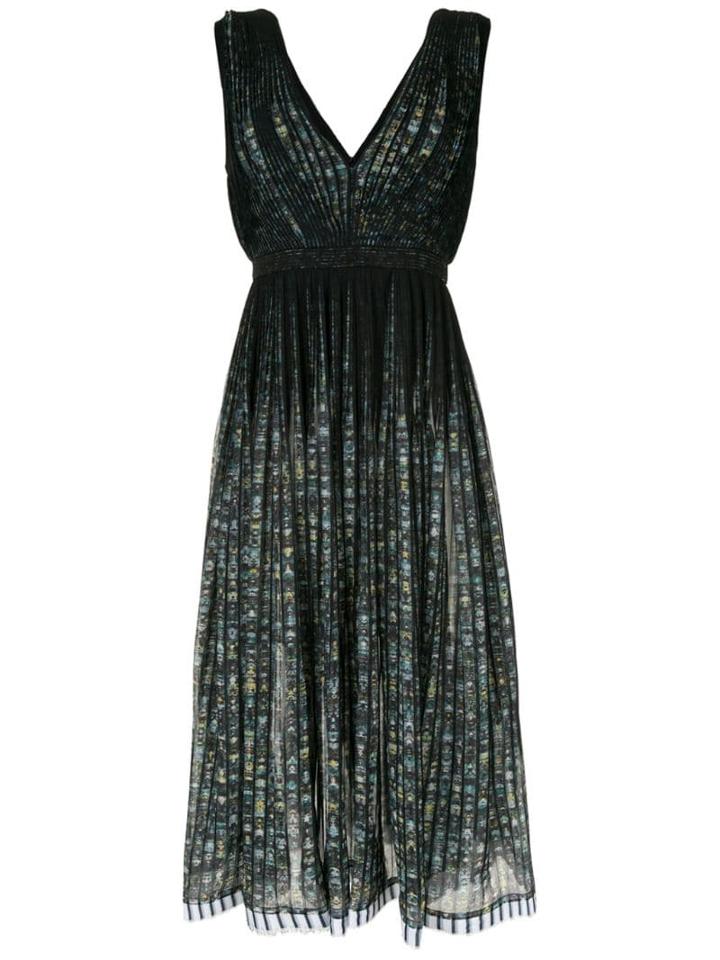 Nº21 Printed Pleated Midi Dress - Black