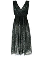 Nº21 Printed Pleated Midi Dress - Black