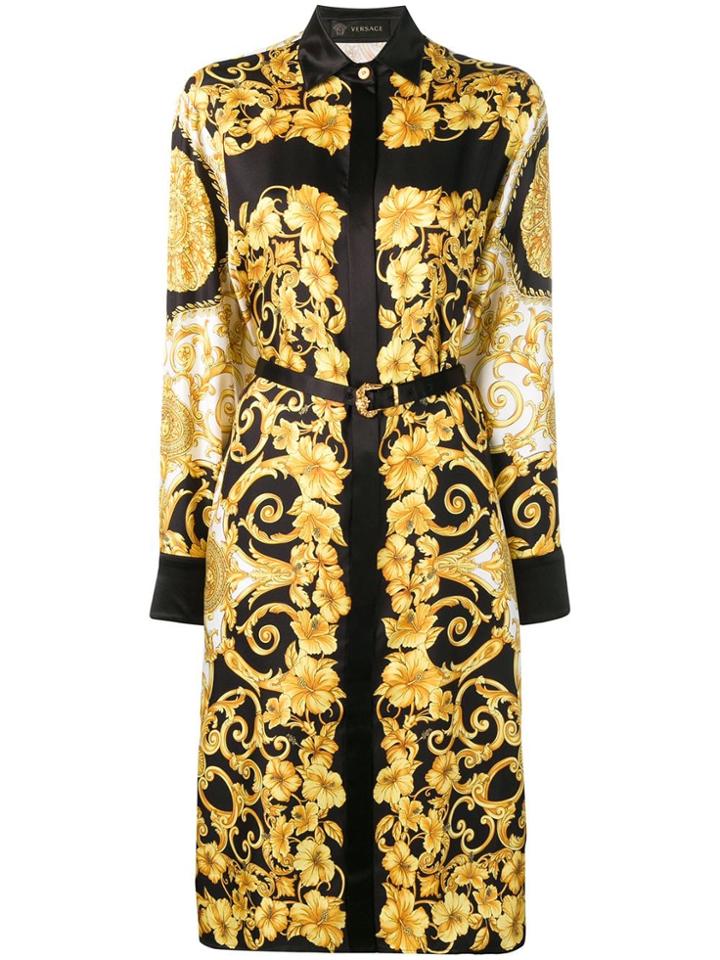 Versace Baroque Pattern Shirt Dress - Black