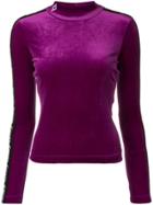 Marcelo Burlon County Of Milan Velvet Logo Printed Top - Pink & Purple