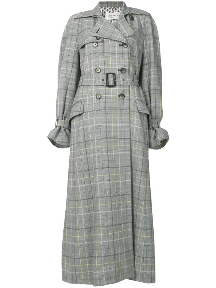 Etro Checked Printed Coat - Black