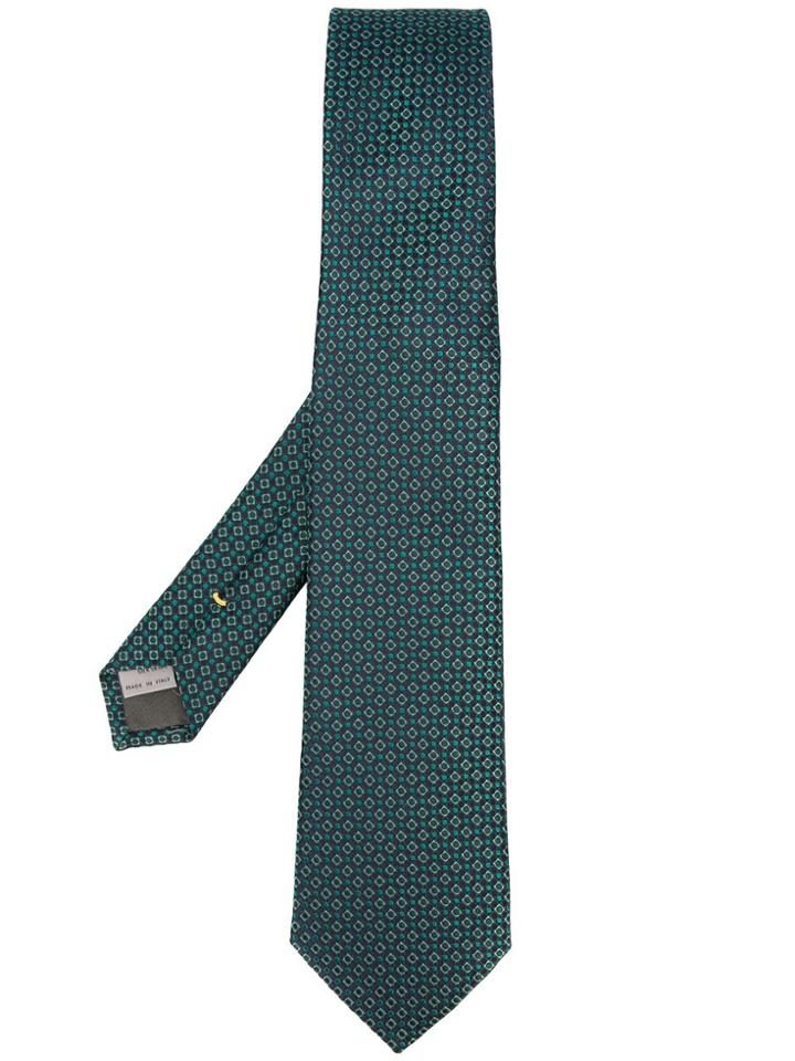 Canali Micro Geometric Print Tie - Green