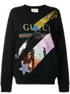 Gucci Sequinned Logo Sweatshirt - Black