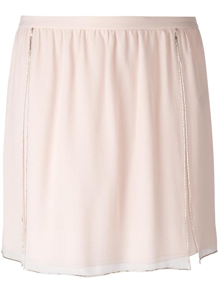 Chloé Bead Embellished Skirt, Women's, Size: 36, Pink/purple, Silk/copper/zinc/silver