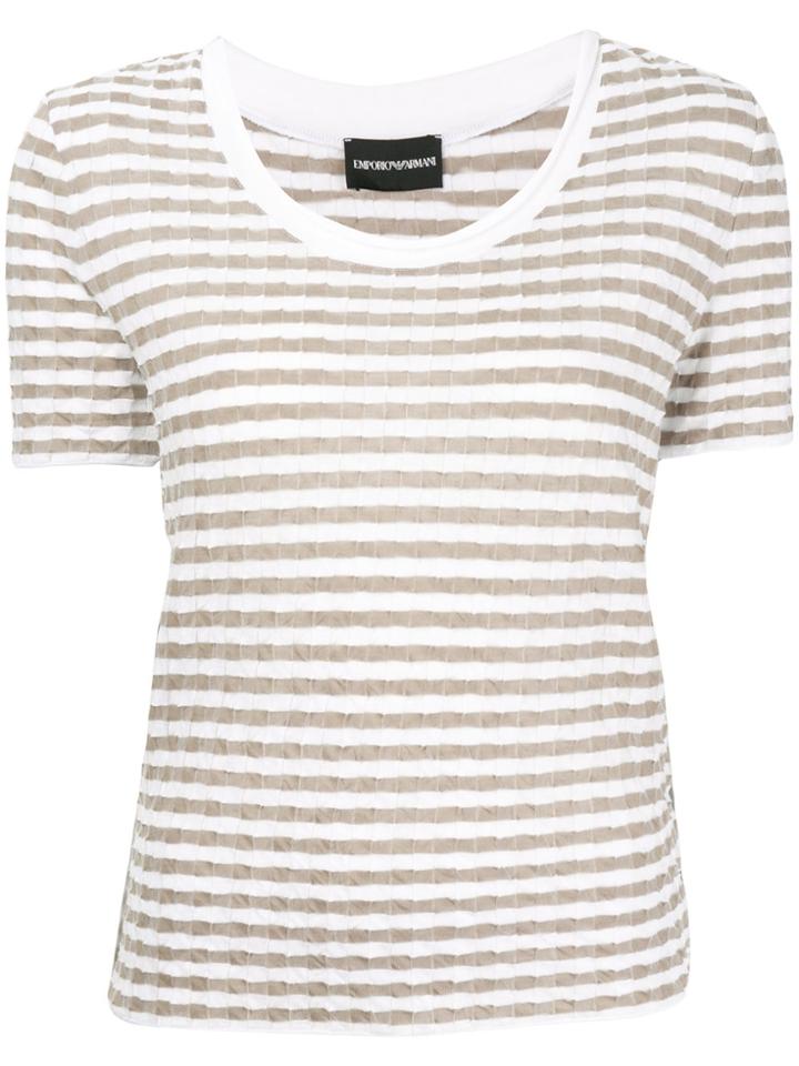 Emporio Armani Checked Jersey Top - White