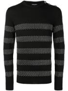 Balmain Chain Mail Stripe Sweater - Black