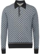Prada Knitted Pattern Polo Shirt - Black