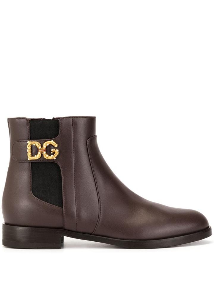 Dolce & Gabbana Monogram Detail Ankle Boots - Red