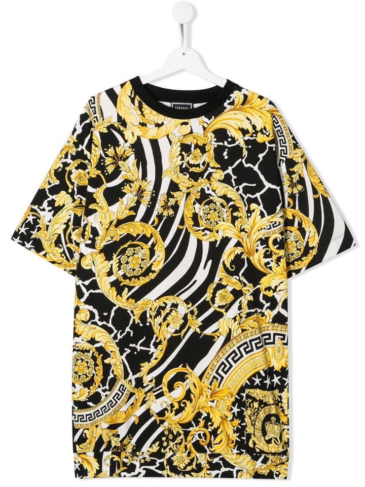 Young Versace Baroque Print T-shirt Dress - Black