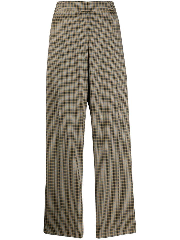Rochas Check Print High-waist Trousers - Neutrals