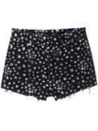 Saint Laurent Star Print Denim Shorts, Women's, Size: 28, Black, Cotton/spandex/elastane