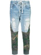 Greg Lauren Panelled Drawstring Jeans - Green