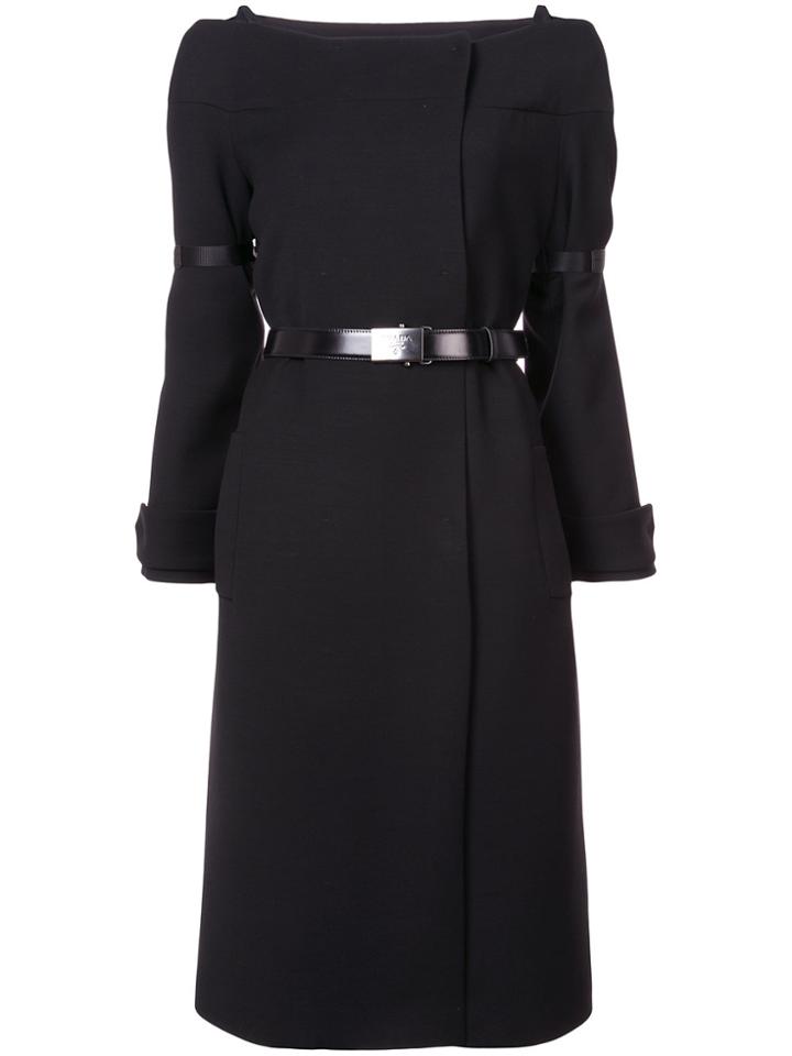 Prada Cashgora Blend Belted Coat - Black