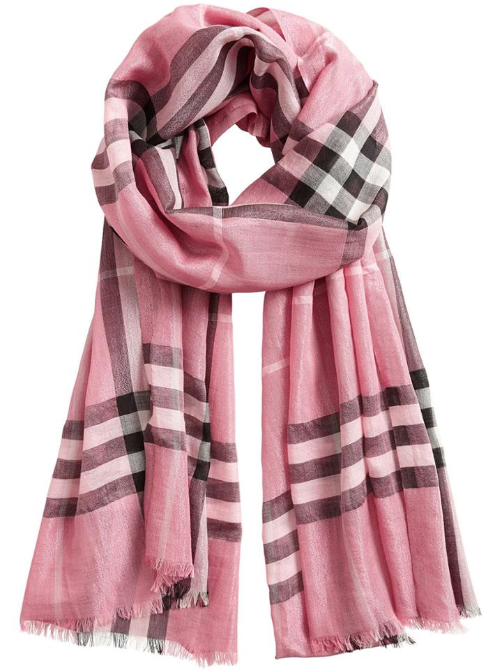 Burberry Metallic Check Scarf - Pink & Purple