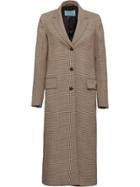 Prada Houndstooth Check Long Coat - Brown
