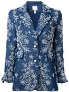 Huishan Zhang - Embroidered Denim Blazer - Women - Cotton - 10, Blue, Cotton