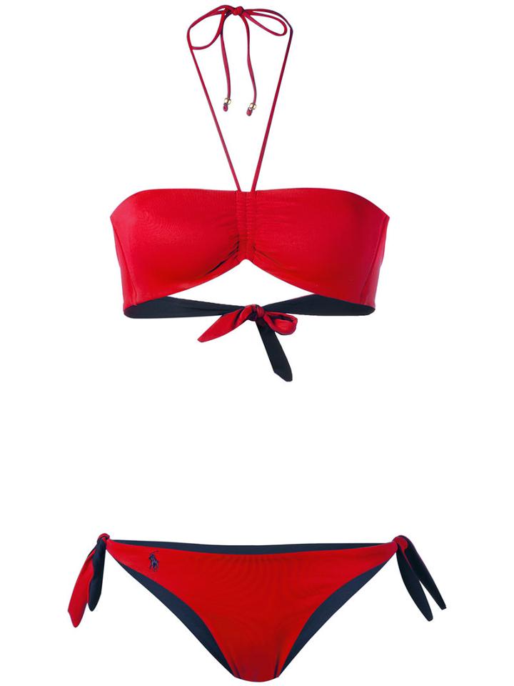Polo Ralph Lauren - Bandeau Bikini - Women - Nylon/spandex/elastane - L, Red, Nylon/spandex/elastane