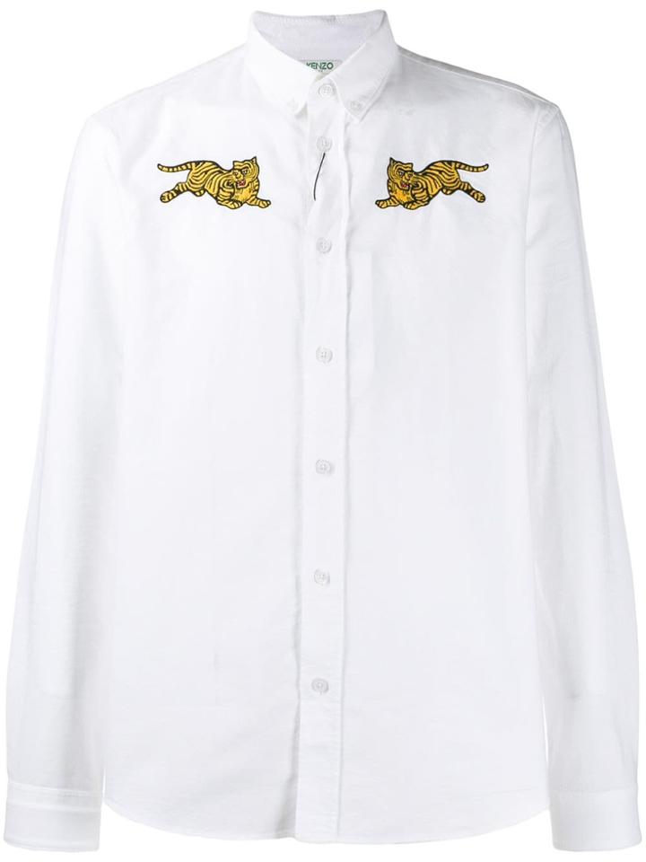 Kenzo Tiger Embroidered Fitted Shirt - White