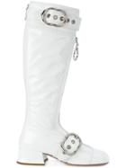 Miu Miu Buckle Strap Boots - White