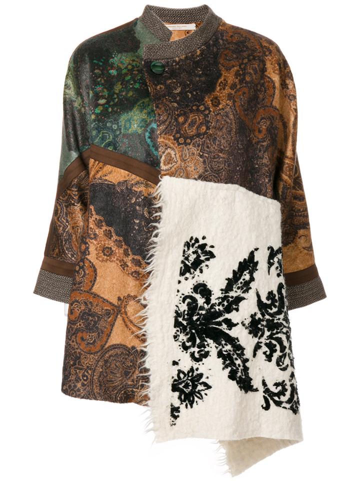 Ermanno Gallamini Panelled Asymmetric Coat - Brown