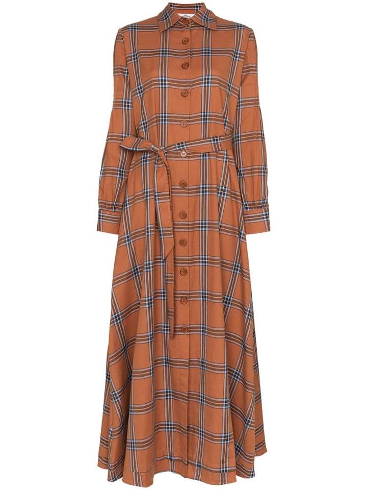 Evi Grintela Carla Check Shirt Dress - Brown