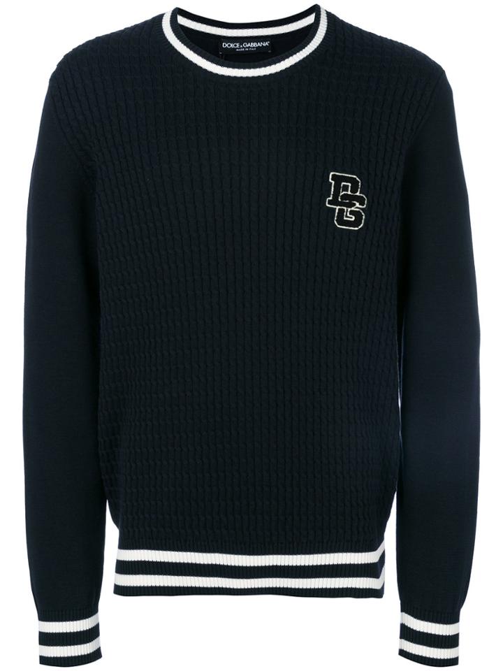 Dolce & Gabbana Ribbed Stripe Hem Sweater - Blue