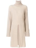 Agnona Roll Neck Slit Jumper - Nude & Neutrals