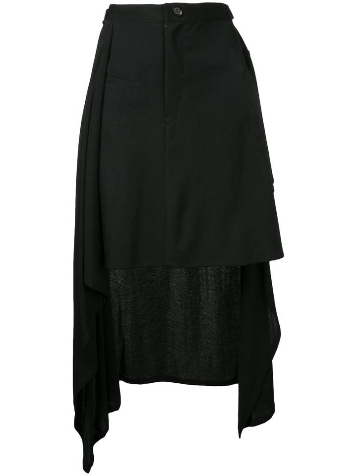 Yohji Yamamoto - Asymmetric Skirt - Women - Cotton/wool - 1, Black, Cotton/wool