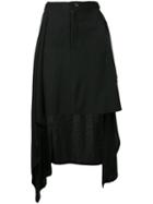 Yohji Yamamoto - Asymmetric Skirt - Women - Cotton/wool - 1, Black, Cotton/wool