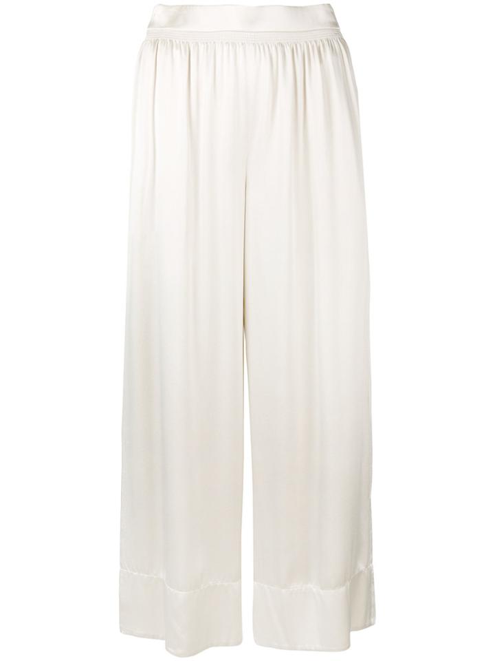 Theory Wide Leg Cropped Trousers - Nude & Neutrals