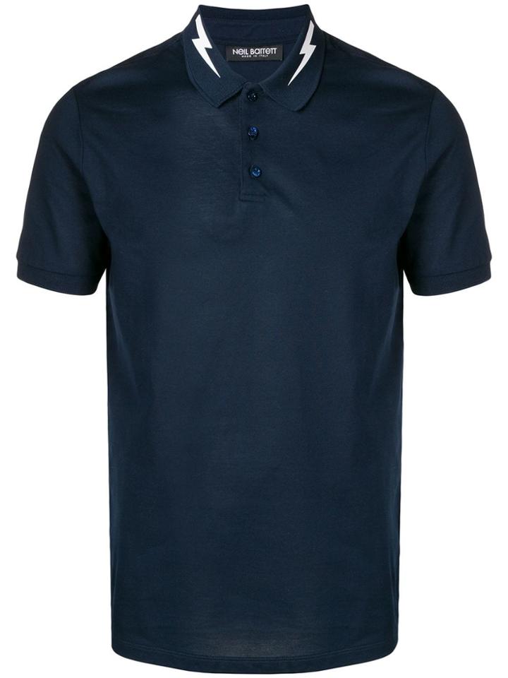 Neil Barrett Lightning Bolt Print Polo Shirt - Blue