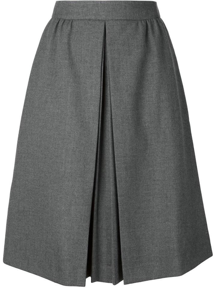 Viktor & Rolf Pleated Front A-line Skirt, Women's, Size: 40, Grey, Polyester/viscose