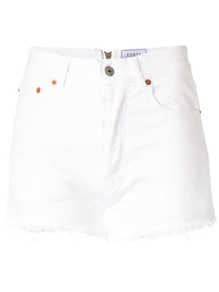 Forte Couture Zip Detail Denim Shorts - White