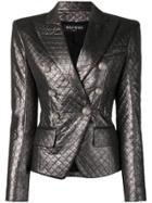 Balmain Quilted Fitted Blazer - Grey