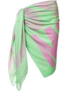 Moschino Logo Print Sarong, Women's, Green, Cotton