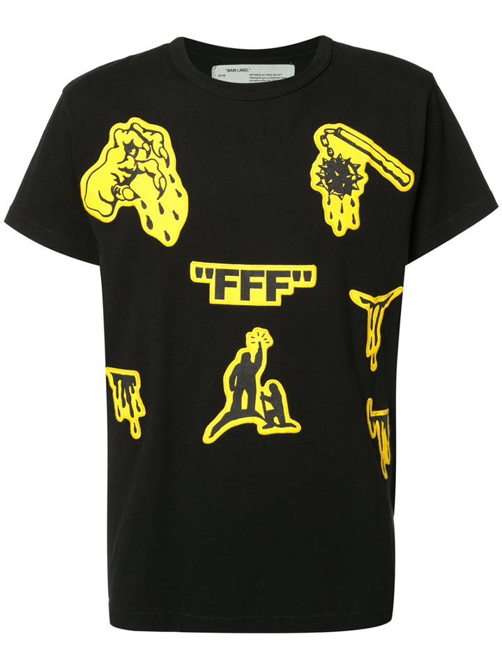 Off-white - Multi-prints T-shirt - Men - Cotton - M, Black, Cotton