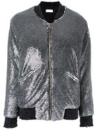 Iro Sequinned Bomber Jacket, Women's, Size: 36, Black, Cotton/polyester/viscose
