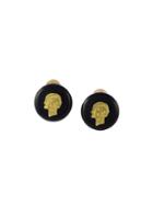 Chanel Vintage 'coco' Clip-on Earrings, Women's, Black