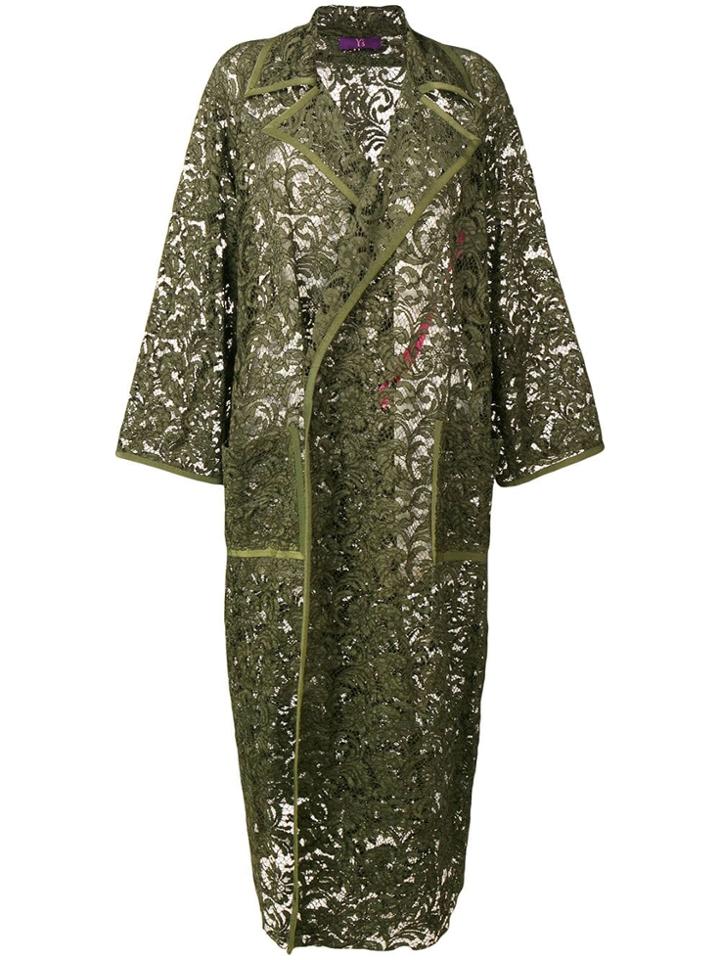 Y's Delicate Evening Lace Coat - Green