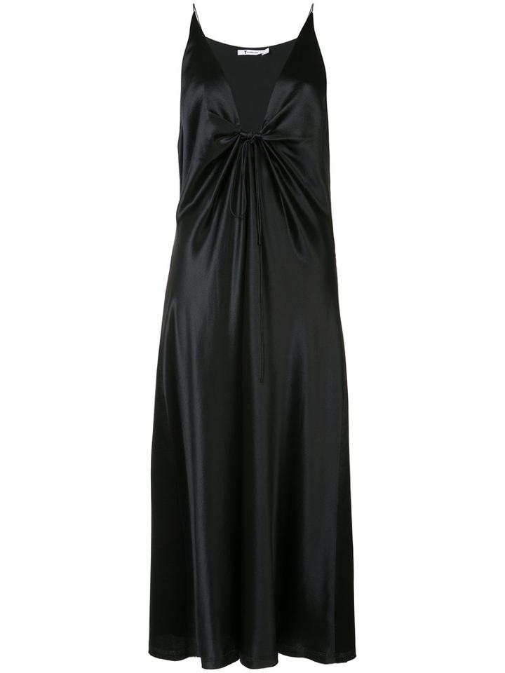 T By Alexander Wang Strappy Plunge Dress, Women's, Size: 4, Black, Silk/polyester