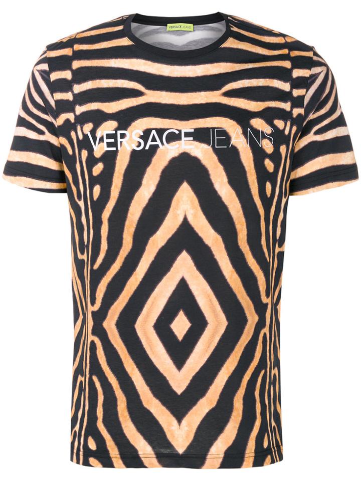 Versace Jeans Geometric Tiger Print T-shirt - Black