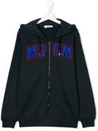 Msgm Kids Logo Patch Zip Hoodie - Blue