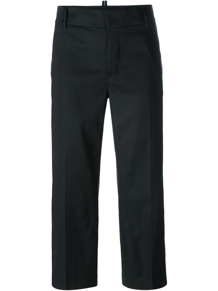 Dsquared2 Cropped Trousers, Women's, Size: 40, Black, Silk/cotton/polyester