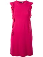 Love Moschino - Ruffled Trim Dress - Women - Polyester/viscose - 42, Pink/purple, Polyester/viscose