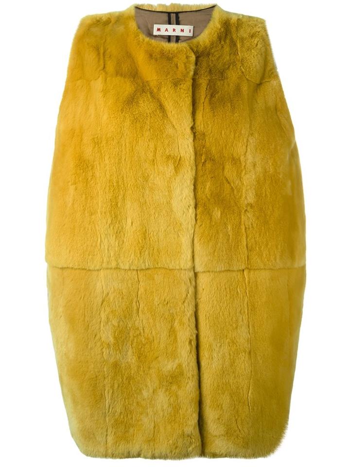 Marni Rabbit Fur Gilet, Women's, Size: 40, Yellow/orange, Cotton/rabbit Fur/viscose